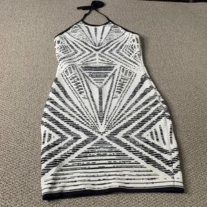 World Of Women Couture Womens Dress Size Medium Black‎ White Geometric Sheath